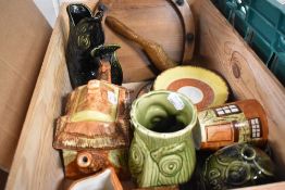 A mixture of ceramics including cottage ware, crumb tray and brush, apple sauce and celery