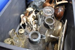 A selection of ceramics and glass wares also some wooden figures