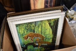 A selection of original oils on canvas of big cats and several prints