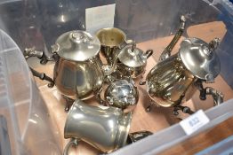 A silver plated part tea set