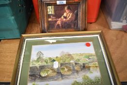 An original water colour of Newby bridge and print
