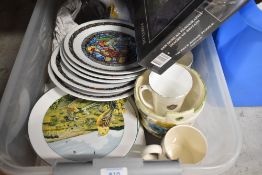 A selection of ceramics and glass wares including display plates