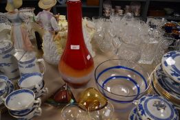 A selection of mid century and art glass including Murano dish and Guzzini bowl