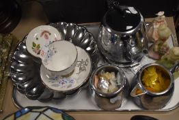 A selection of serving items including latte glass and tray set with Swan brand Willow ware