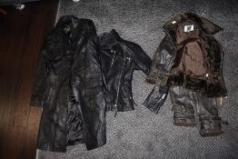 Three modern ladies leather jackets including Warehouse and Bay
