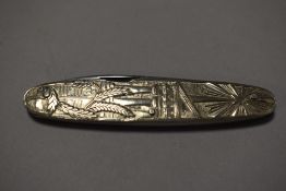 A pocket or pen knife having Masonic decorated handle