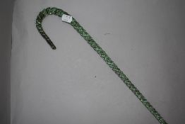 A Victorian glass makers end of day walking cane with twist stem