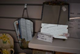 A mid century dressing table Barbola mirror with painted plaster work frame and similar painted with