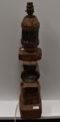 An impressive mid century studio pottery totem style lamp base attributed to Bernard Rooke 70cm tall