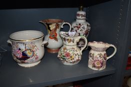 A selection of ceramics by Masons in various designs including Brocade and table lamp