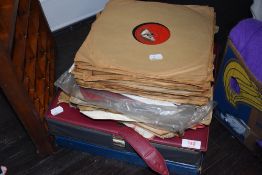A selection of vinyl and shellac records