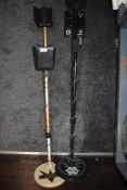 Two modern metal detectors including White's and Fisher