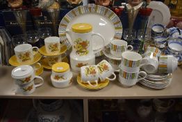 Two part tea services both in mid century transfer prints including Johnson Bro's and Midwinter in