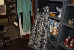 A 1980's ladies party dress with zebra print design