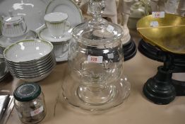 A late Victorian cut glass lidded jar possibly for medicinal use leeches or similar