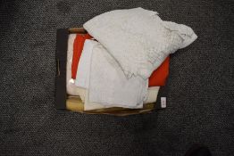 A selection of various style table cloths fabrics and place matt settings