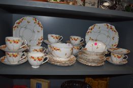 An art deco era part tea service by Blyth porcelain in a floral design