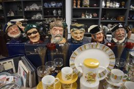Six Royal Doulton character or Toby jugs including Long John Sliver and Robinson Crusoe