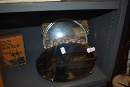 Two vintage barbola mirrors one oval shape and similar circular