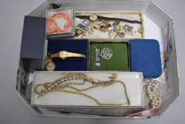 A selection of costume jewellery, to include stained coral suite, watches etc.
