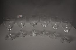 A group of six Moser 'Rowland Ward Safari' pattern wine glasses, each engraved with African animal