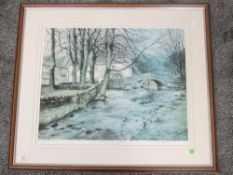 A Ltd Ed print, after Peter Thon, Winter's End Malham, signed and num 74/100, 42 x 50cm, plus