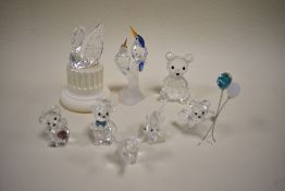 A collection of Swarovski crystal figures; Fish,Elephant,Bears, Kingfishers and others.