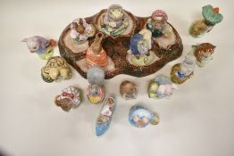 Sixteen Beswick and Royal Albert Beatrix potter studies including BP2 back stamped mrs