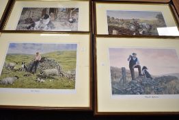 Eight Border fine arts prints,framed,glazed and mounted including 'Spilt milk, The under study'