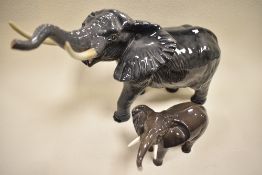Two Beswick Elephants with trunk stretched 998 and 974, both gloss.