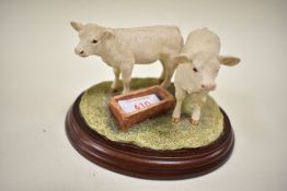 Border fine arts Pair of Charolais calves,B0272.
