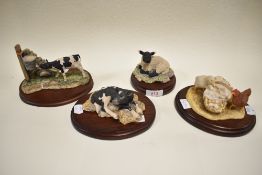 Four Border fine arts studies; Herbert JH14,Buttercup JH25,Morning feed JH82A and one more.