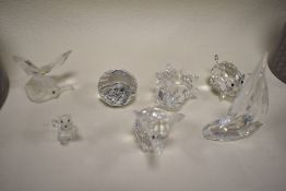 A selection of Swarovski crystal figures; Pig,Elephant,Cat,Boat and more.