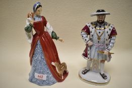 A Royal Doulton limited edition figure, Anne Boleyn with cert 7405/900 together with a Henry IIIV
