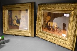 Two late 19th/early 20th century crystoleums, one with figures (damaged) the other with hound,