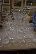 A selection of clear cut crystal glass wares including named brands such as Stuart and Brierly
