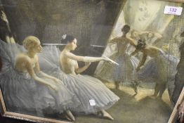A vintage print of ballerinas after Knight