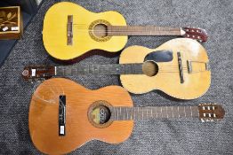 Two classical vintage guitars, labelled Ibanez and Selmer