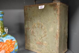 A vintage Shell-Mex (BP) fuel can, retaining the cap.