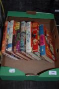 A selection of Just William and Biggles books with original dust covers