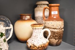 A collection mid century West German vases and similar.