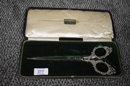A set of cased ceremonial scissors presented to Mayoress Sawdon 1907