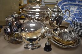 A fine selection of silver plated dinner and table wares including lidded serving trays