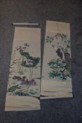 Two oriental wall hangings, possibly silk or silk blend.AF.