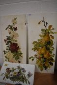 Three early 20th century still life paintings on glass, two marked M Knight, one dated 1909
