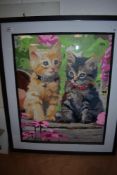 An original impressionist painting of two kittens