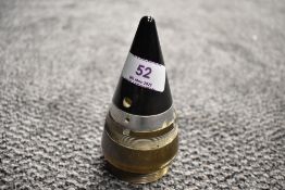A WWII brass and metal ordinance timer/fuse head 12cm.