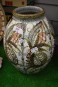 A mid century studio pottery vase by Denby in the traditional Glyn Colledge pattern