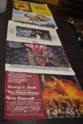 Five original vintage movie film poster quads including Secret of Nimh, The Hindenburg, 48 hrs,