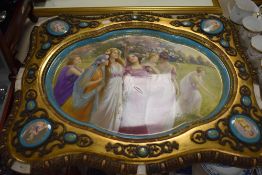 An impressive hand decorated 19th century porcelain tray marked Vienna and bearing beehive stamp